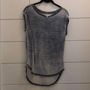 scoop neck heather blue hi-low tee shirt